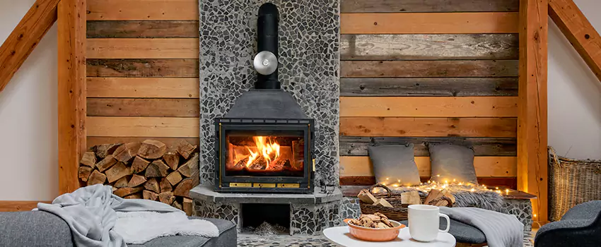 Thelin Hearth Products Direct Vent Gas Stove Fireplace Inspection in Weymouth, Massachusetts